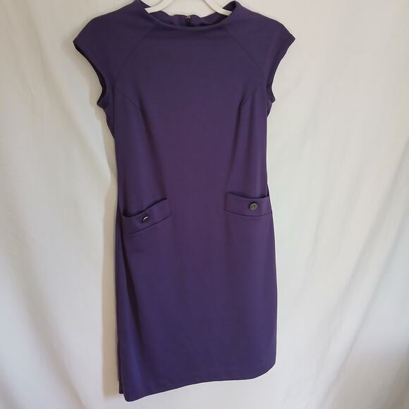 Jones of New York 4 plum fully lined sheath accent hip pockets buttons cap slv - Picture 3 of 12